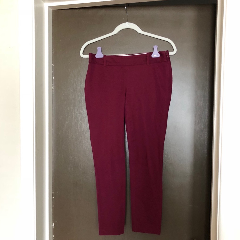 J Crew Factory Winnie Pant in Burgundy/Maroon